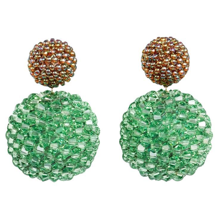 Axel Russmeyer Glass and Peridot Crystal Ball Earrings; See Other Colors, Sizes For Sale