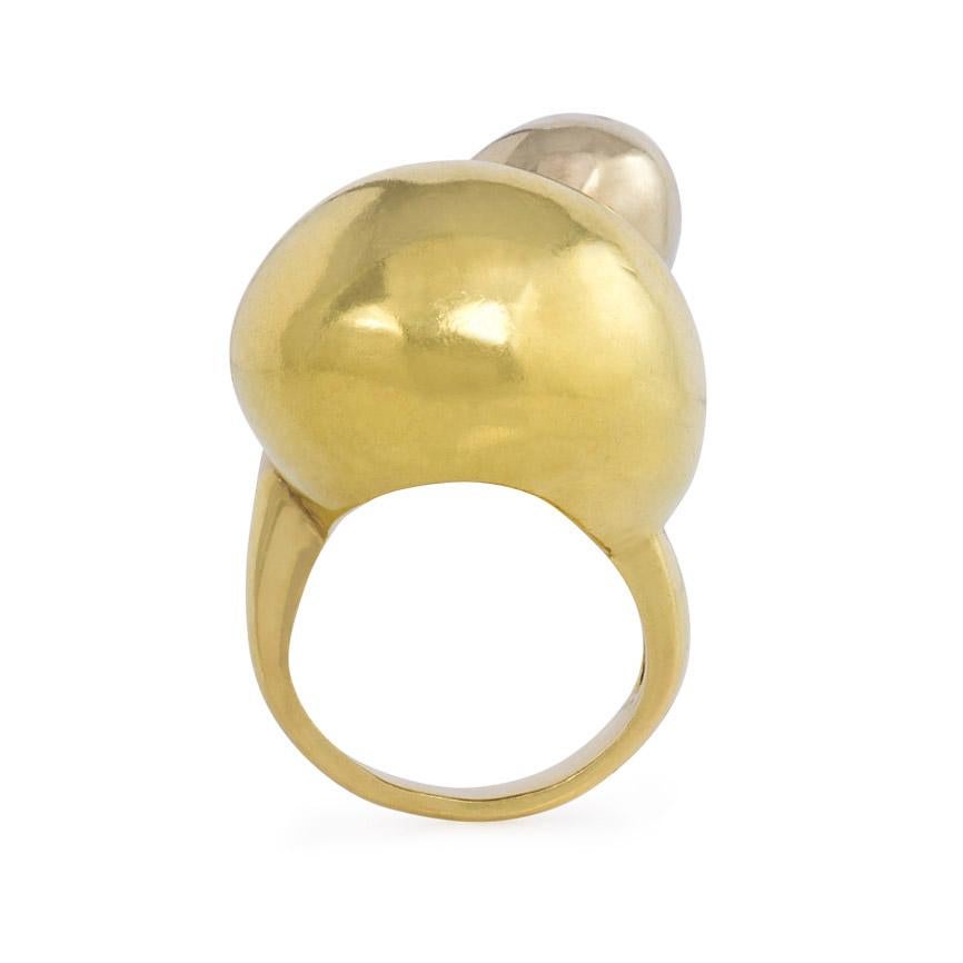 Contemporary 1970s Two-Color Gold Bypass Ring