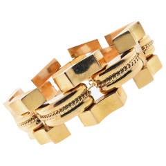 Bold Retro French Gold Link Bracelet