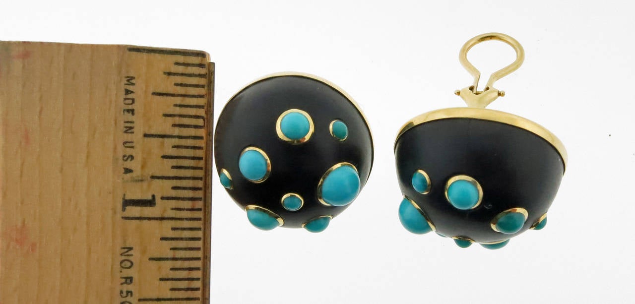 Women's TRIANON Turquoise Wood Earrings