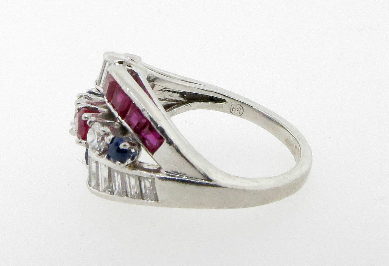 Gem McTeigue Natural Ruby Sapphire Diamond Platinum Ring 1