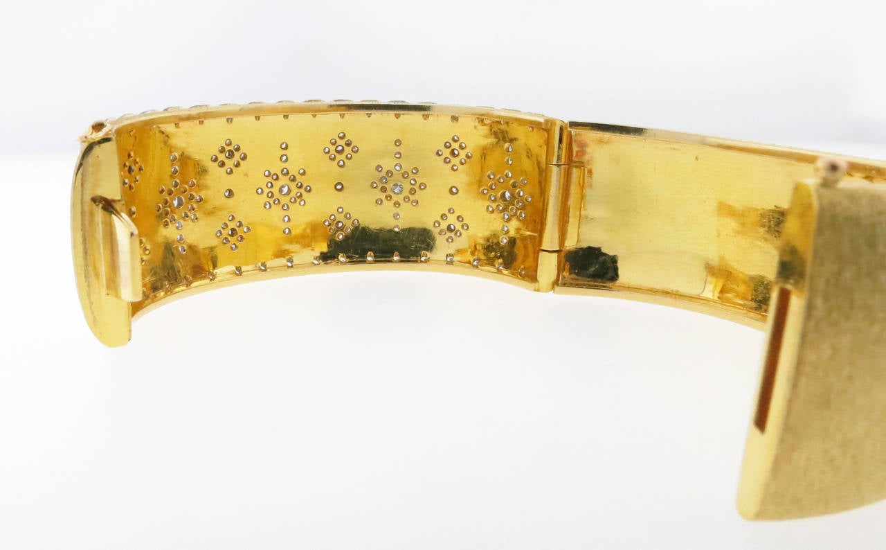 Bold and Beautiful Wide Diamond Bangle Bracelet In Excellent Condition In Lambertville, NJ