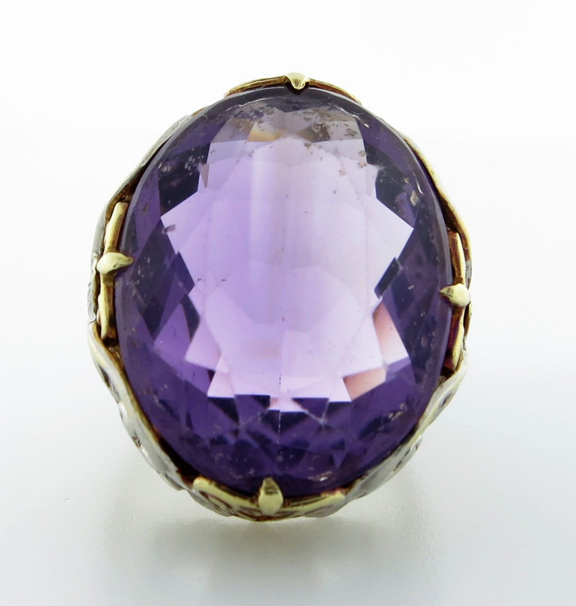 Art Nouveau Allsopp & Buob Regal  Amethyst Gold Ring