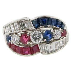 Gem McTeigue Natural Ruby Sapphire Diamond Platinum Ring
