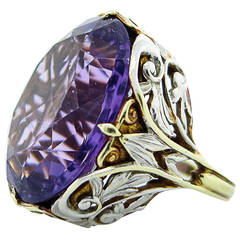 Art Nouveau Allsopp & Buob Regal  Amethyst Gold Ring