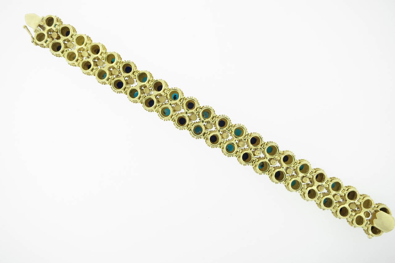 Crunchy Lapis Turquoise Diamond Bracelet