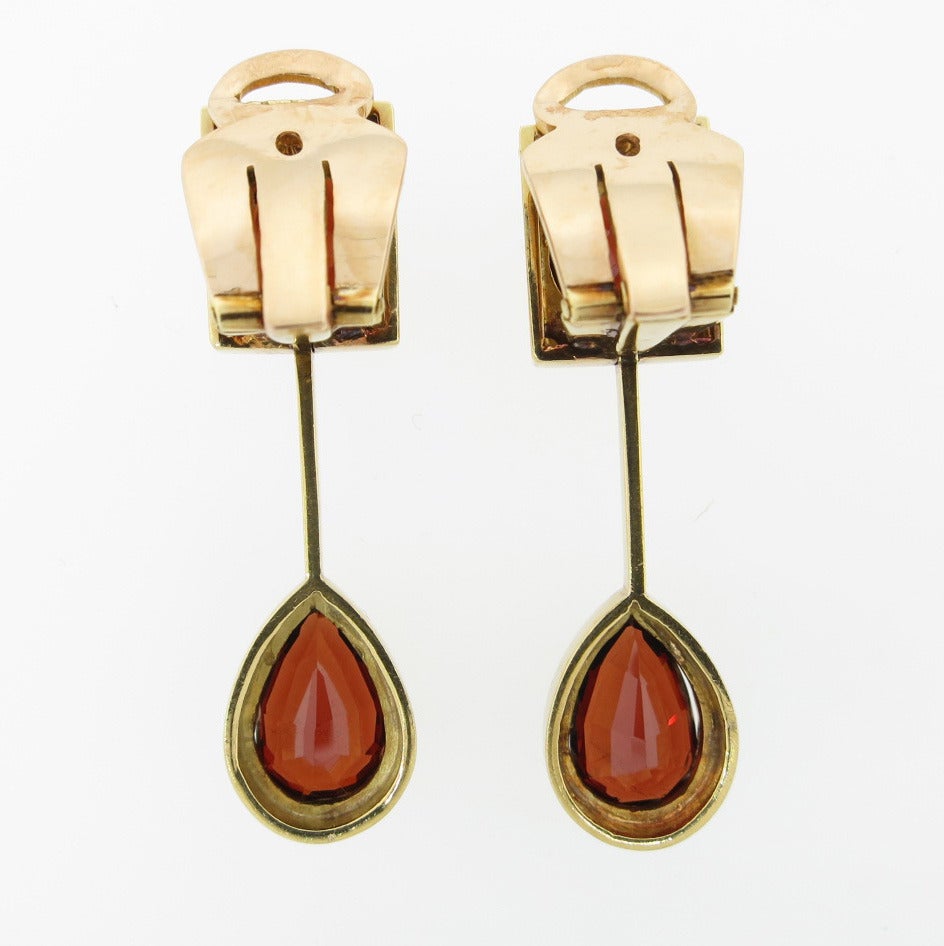 Women's Modernist BURLE MARX Garnet Drop Earrings