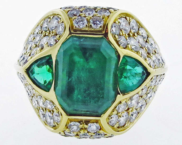 Rare All Natural Emerald and Diamond Ring