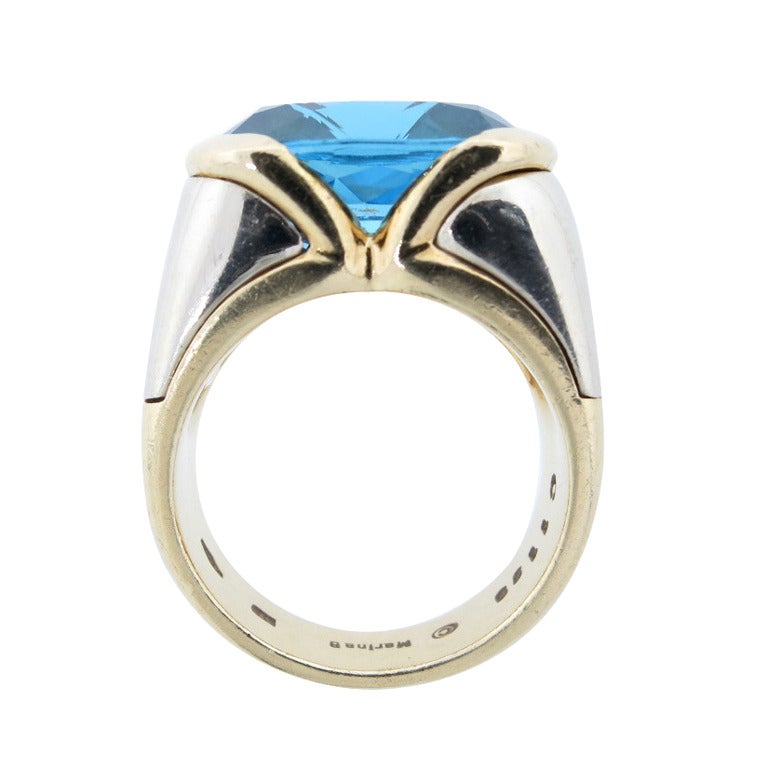 Marina B. Vivid Blue Topaz Gold Ring