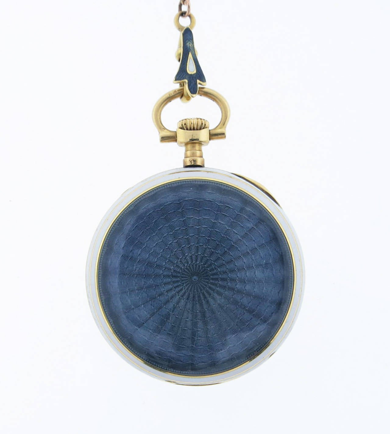 Bailey Banks & Biddle Yellow Gold Agassiz Movement Enamel Pendant Watch In Excellent Condition In Lambertville, NJ