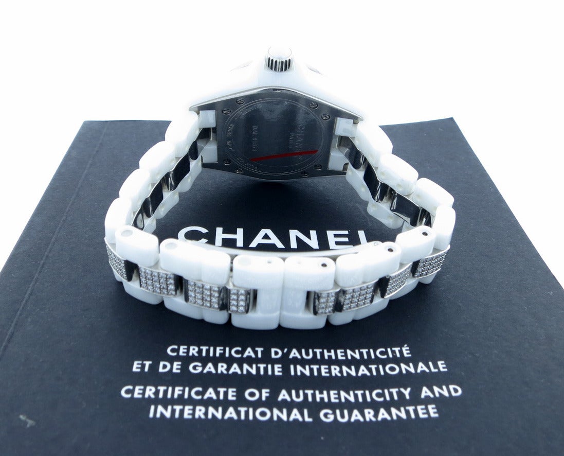 Chanel Stainless Steel J12  Diamond Quartz Wristwatch In New Condition In Lambertville, NJ