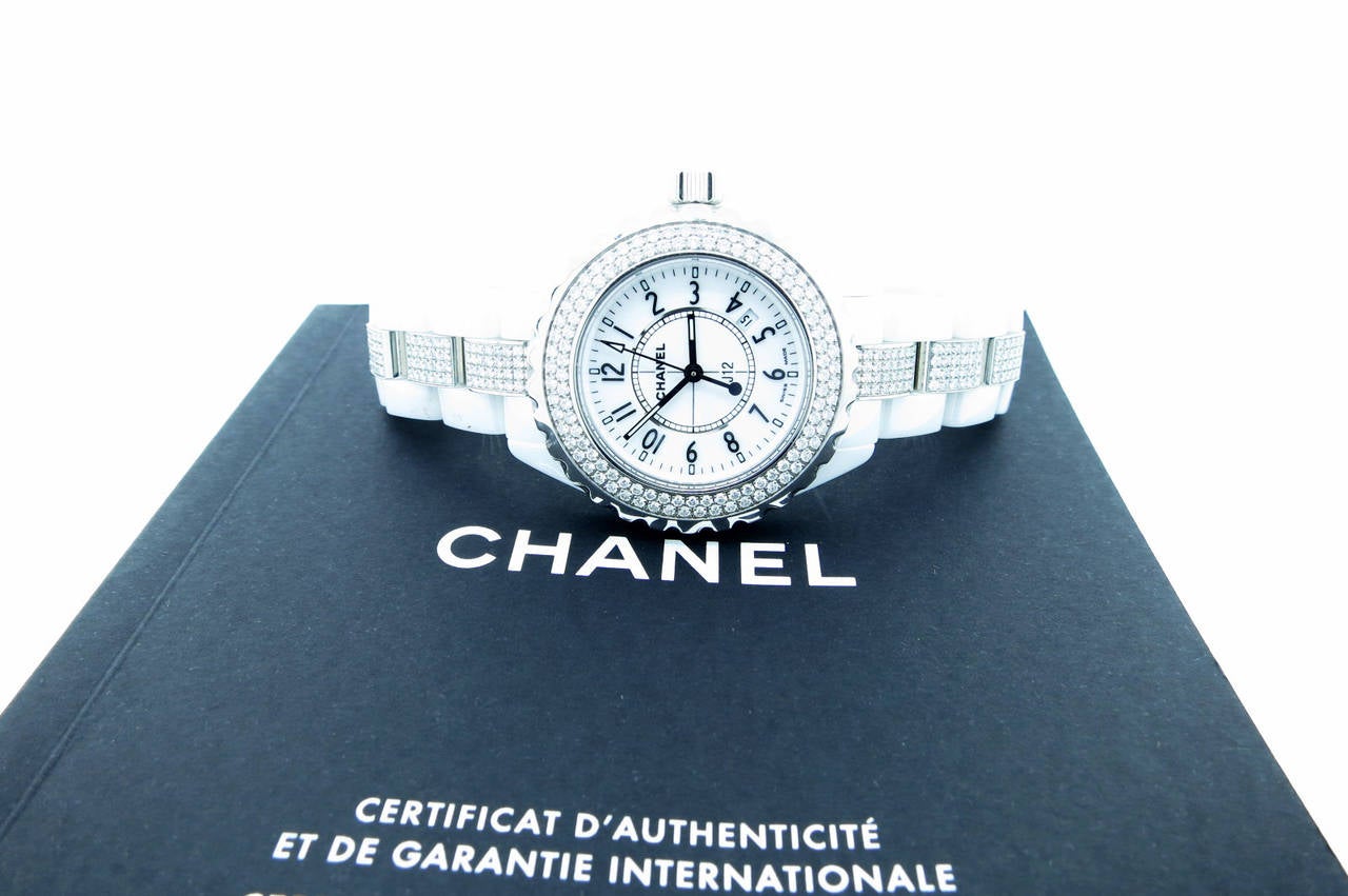 Women's or Men's Chanel Stainless Steel J12  Diamond Quartz Wristwatch