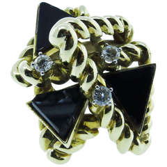 Dynamic LE TRIOMPHE Onyx and Diamond Ring