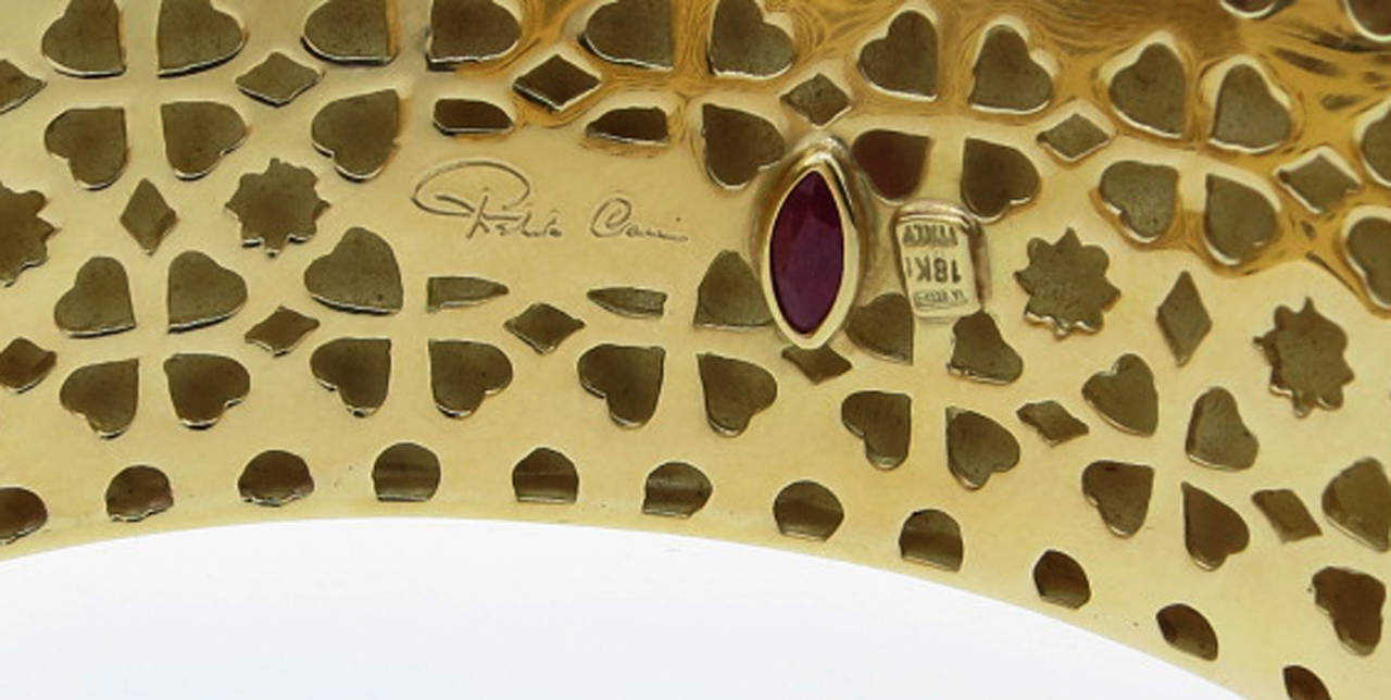 Women's Roberto Coin Wide Enamel Gold Giraffe Bangle Bracelet