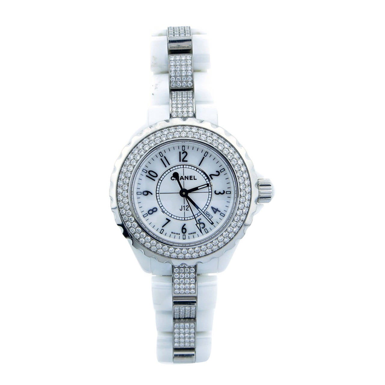 Chanel Stainless Steel J12  Diamond Quartz Wristwatch