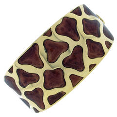 Roberto Coin Wide Enamel Gold Giraffe Bangle Bracelet