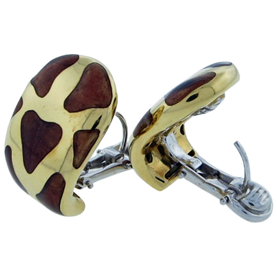Roberto Coin Enamel Gold Giraffe Earrings