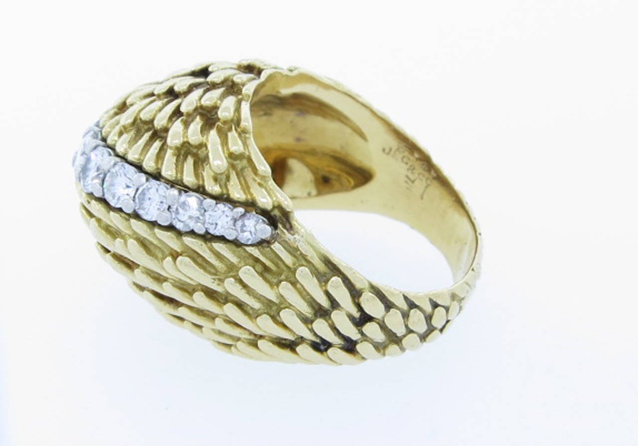 Women's J. E. Caldwell Chic Textural Diamond Gold Dome Ring