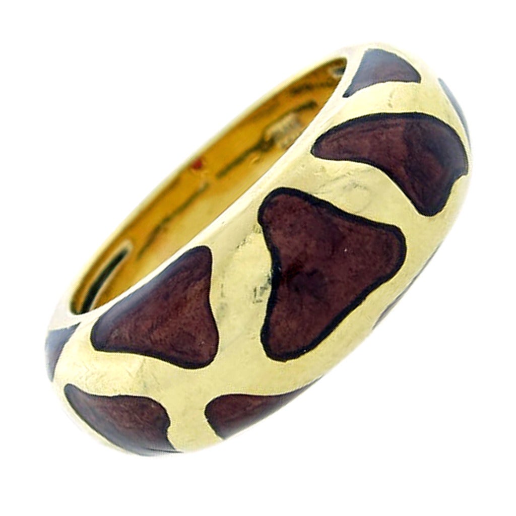 Roberto Coin Giraffe Pattern Enamel Gold Ring