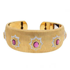 M. Buccellati Garnet Gold Cuff Bracelet