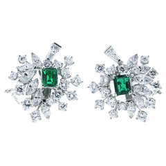 Sophisticated Emerald and Diamond Earrings
