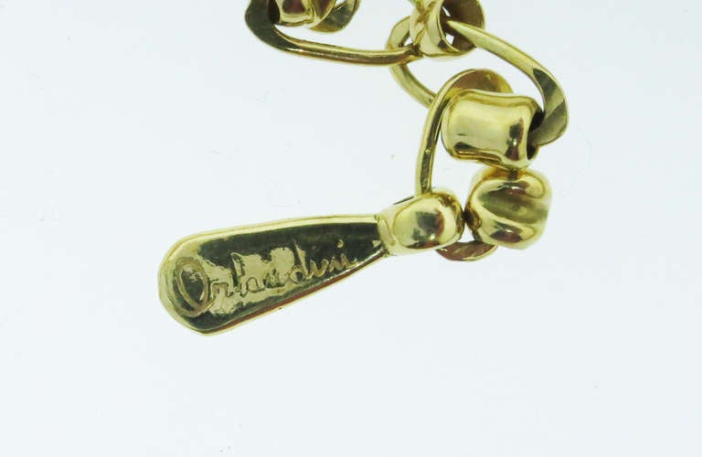 Women's Orlandini Handmade Diamond and Gold Bead Choker Necklace For Sale