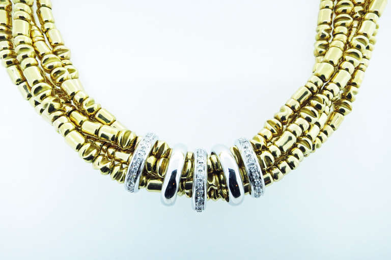 Orlandini Handmade Diamond and Gold Bead Choker Necklace In New Condition For Sale In Lambertville, NJ