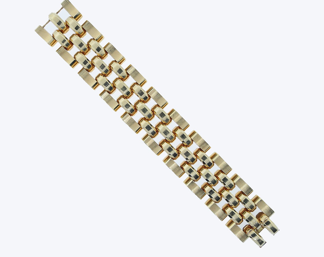 Women's or Men's Wide Weighty and Wonderful Retro Gold Link Bracelet