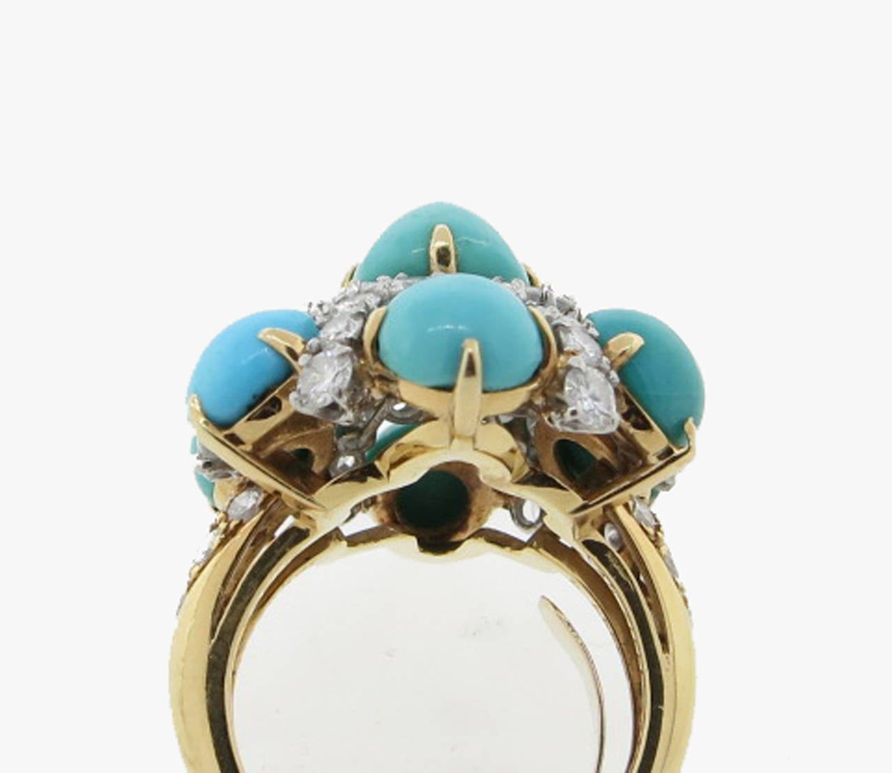Glorious Van Cleef & Arpels Turquoise Diamond Gold Cocktail Ring 4
