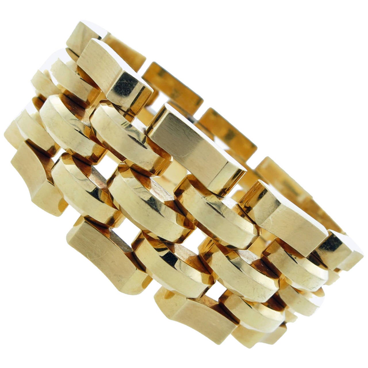 Wide Weighty And Wonderful Retro Gold Link Bracelet At 1stdibs Wide Weighty And Wonderful Retro Gold Link Bracelet For