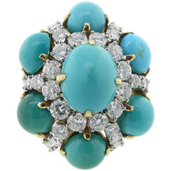 Glorious Van Cleef & Arpels Turquoise Diamond Gold Cocktail Ring