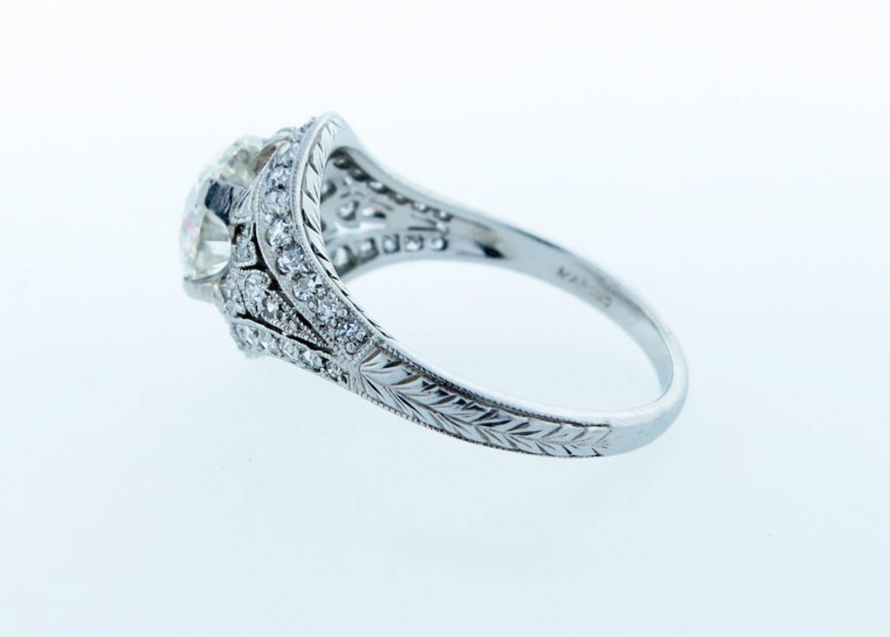  Glorious Marcus Art Deco 2.32 Carat Diamond Platinum Engagement Ring` In Excellent Condition In Lambertville, NJ