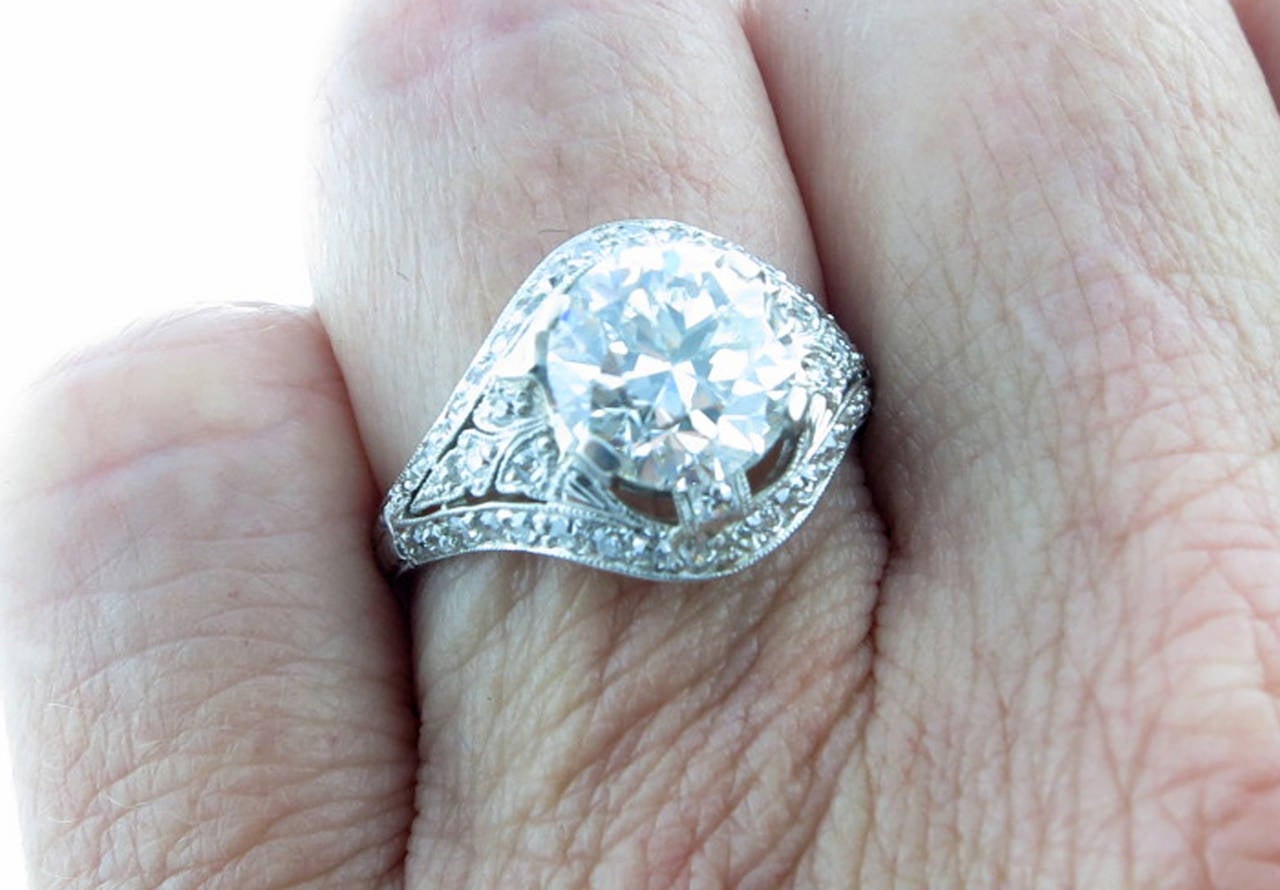  Glorious Marcus Art Deco 2.32 Carat Diamond Platinum Engagement Ring` 1