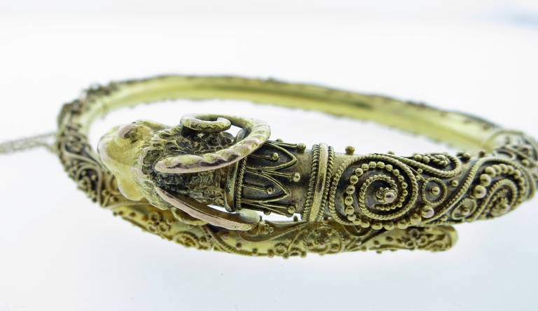Wonderful Antique Rams Head Bangle Bracelet