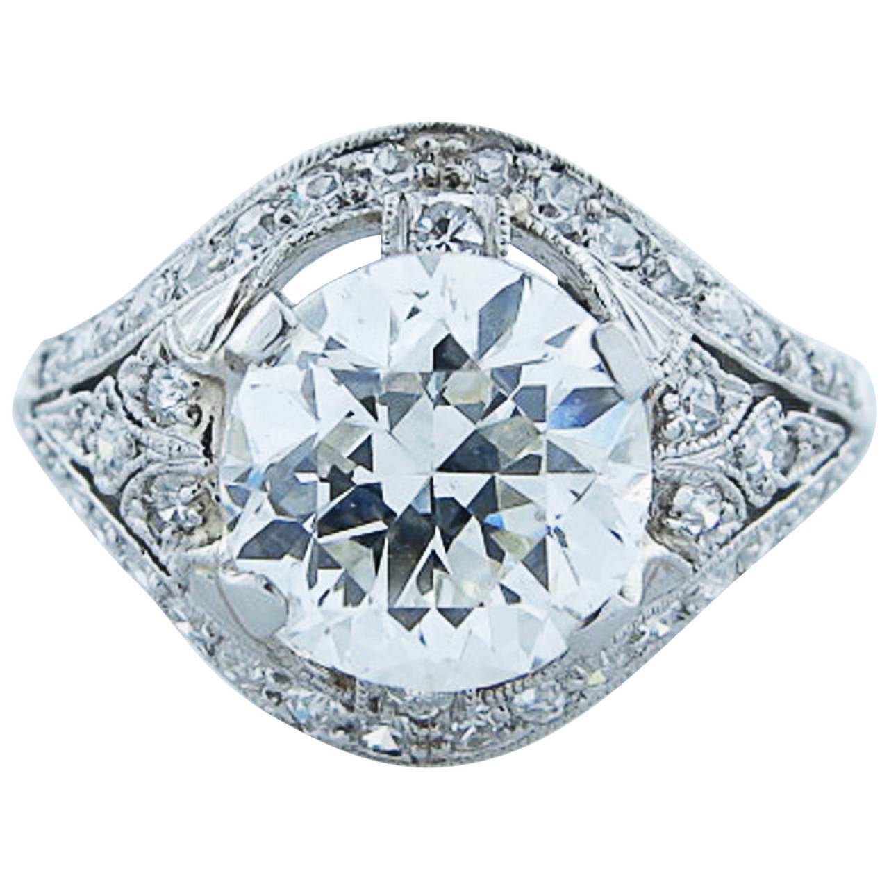  Glorious Marcus Art Deco 2.32 Carat Diamond Platinum Engagement Ring`
