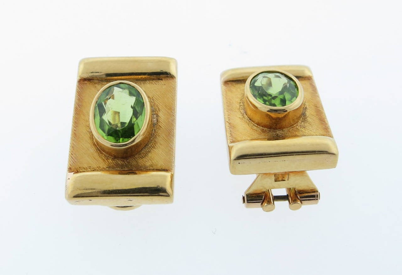 Modernist Burle Marx Peridot Gold Earrings In Excellent Condition For Sale In Lambertville, NJ