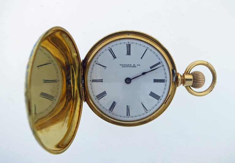 Victorian Tiffany & Co. Yellow Gold and Enamel Pocket Watch circa 1900