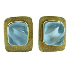 Burle Marx Carved Aquamarine Earrings