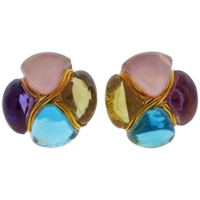 Laura Munder Chunky Cabochon Earrings For Sale