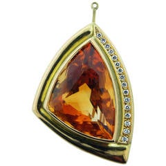 Vintage Modernist BURLE MARX Citrine and Diamond Brooch Pendant