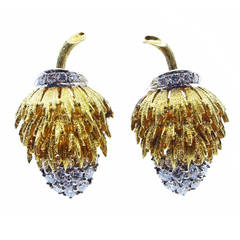 Retro Erwin Pearl Day or Evening Diamond Thistle Earrings