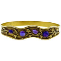 J. Milhening Art Nouveau Amethyst Gold Bangle
