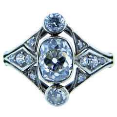 Scintillating Antique Russian Cushion Cut Diamond Ring