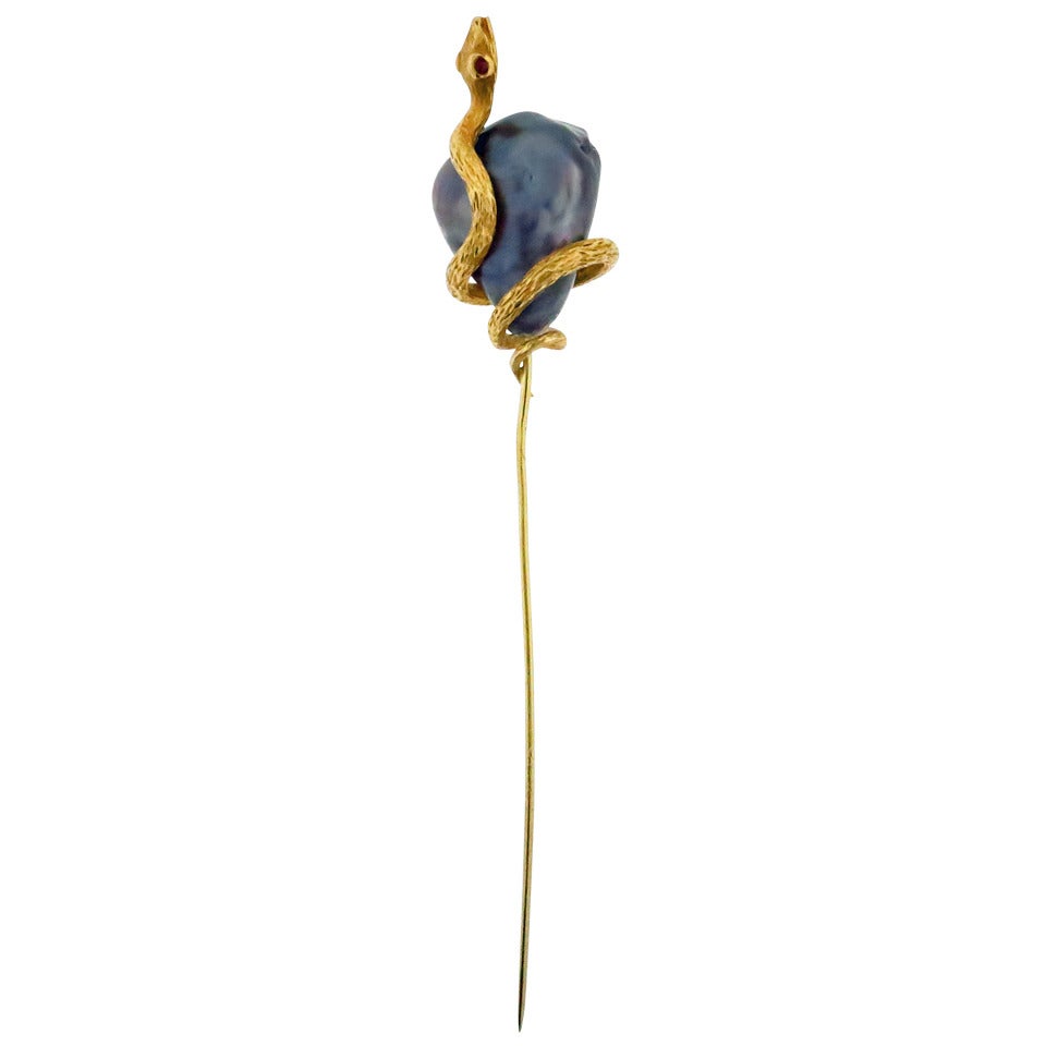 Awesome Baroque Pearl Asp Hat Pin