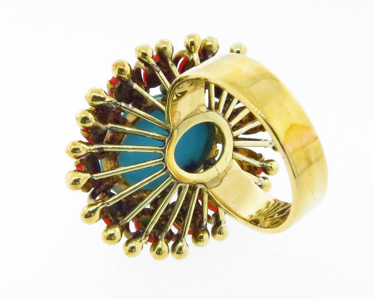 Women's High Impact Turquoise Coral Gold Ring