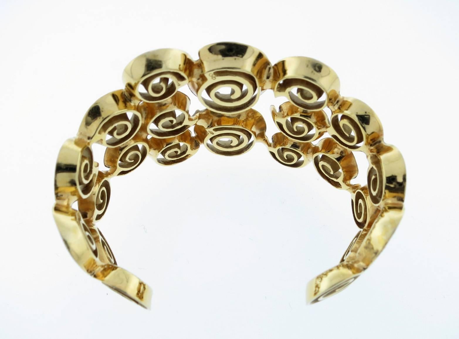 Modernist Links of London Diamond Gold Cuff Bracelet 