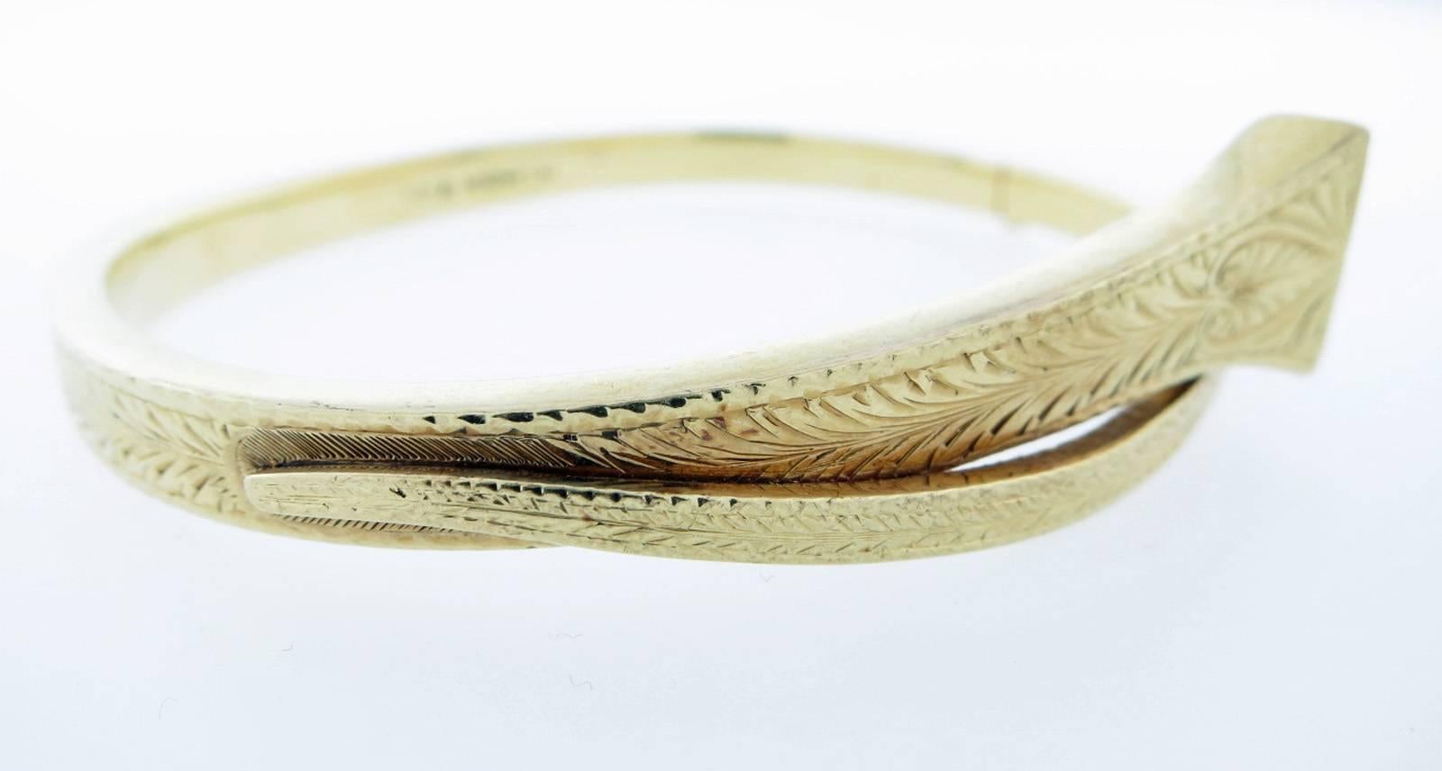 1908 L. Fritschze & Company Antique Gold Nail Bangle Bracelet In Good Condition In Lambertville, NJ