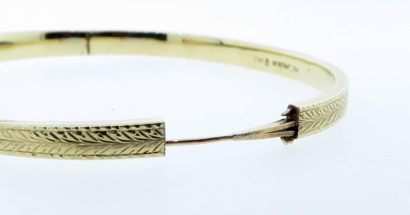 1908 L. Fritschze & Company Antique Gold Nail Bangle Bracelet 2