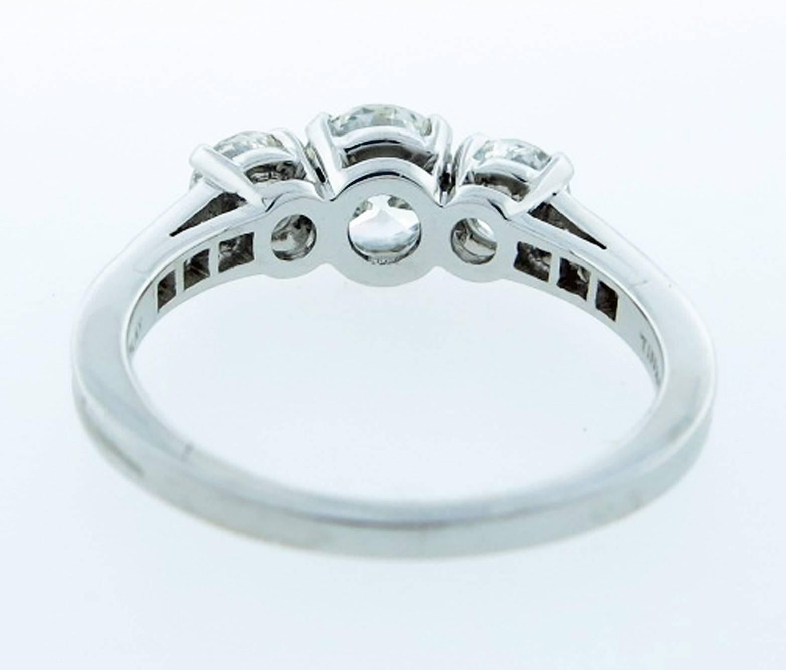 Tiffany & Co. Three Stone Diamond Platinum Ring In New Condition In Lambertville, NJ