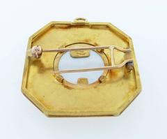 ELIZABETH LOCKE  Intaglio Pearl Gold Brooch Pendant